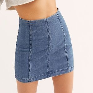 Free People paneled medium wash  denim mini skirt